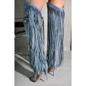 Fringe Rhinestones Over-The-Knee Boots