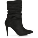 Slim High Heel Wrinkle Design Suede Ankle Boots