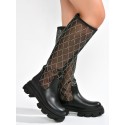 Knee High Mesh Boots with Chunky Lug Sole