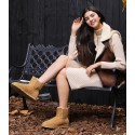 Womens Warm Fuzzy Chelsea Snow Winter Ankle Boots