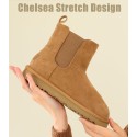 Womens Warm Fuzzy Chelsea Snow Winter Ankle Boots