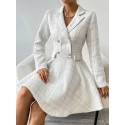 SHEIN Privé Women's Plaid Notched Lapel Collar Dress