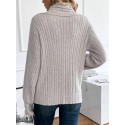 SHEIN LUNE Cowl Neck Button Detail Ribbed Knit Sweater