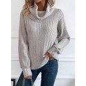 SHEIN LUNE Cowl Neck Button Detail Ribbed Knit Sweater