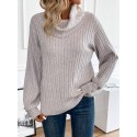 SHEIN LUNE Cowl Neck Button Detail Ribbed Knit Sweater