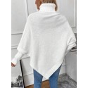 SHEIN Essnce Turtleneck Batwing Sleeve Asymmetrical Hem Cable Knit Poncho