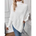 SHEIN Essnce Turtleneck Batwing Sleeve Asymmetrical Hem Cable Knit Poncho