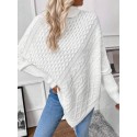 SHEIN Essnce Turtleneck Batwing Sleeve Asymmetrical Hem Cable Knit Poncho