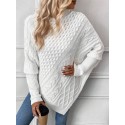 SHEIN Essnce Turtleneck Batwing Sleeve Asymmetrical Hem Cable Knit Poncho