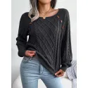 Cable Knit Button Detail Raglan Sleeve Sweater