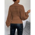 SHEIN Essnce Solid Color High Neck Loose Casual Sweater