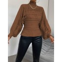 SHEIN Essnce Solid Color High Neck Loose Casual Sweater