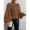 SHEIN Essnce Solid Color High Neck Loose Casual Sweater