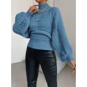 SHEIN Essnce Solid Color High Neck Loose Casual Sweater