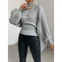 SHEIN Essnce Solid Color High Neck Loose Casual Sweater