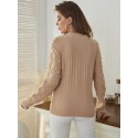 SHEIN Mulvari Solid Pearl Rib-Knit Sweater