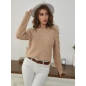 SHEIN Mulvari Solid Pearl Rib-Knit Sweater