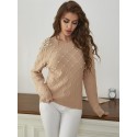 SHEIN Mulvari Solid Pearl Rib-Knit Sweater