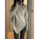 SHEIN Essnce Turtleneck Irregular Hem Cape Sweater