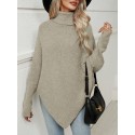 SHEIN Essnce Turtleneck Irregular Hem Cape Sweater