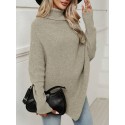 SHEIN Essnce Turtleneck Irregular Hem Cape Sweater