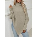 SHEIN Essnce Turtleneck Irregular Hem Cape Sweater