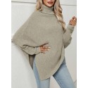 SHEIN Essnce Turtleneck Irregular Hem Cape Sweater