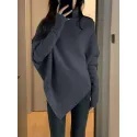 SHEIN Essnce Turtleneck Irregular Hem Cape Sweater