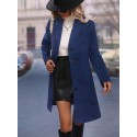 Solid Color Fitted Woolen Coat With Button Closure