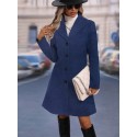 Solid Color Fitted Woolen Coat With Button Closure