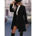 Solid Color Fitted Woolen Coat With Button Closure