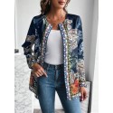 Paisley Print Open Front Coat