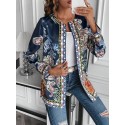 Paisley Print Open Front Coat