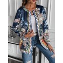 Paisley Print Open Front Coat