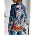 Paisley Print Open Front Coat