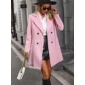 Women's Notched Lapel Double Breasted Woolen Coat