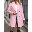 Women's Notched Lapel Double Breasted Woolen Coat