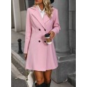 Women's Notched Lapel Double Breasted Woolen Coat