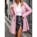 Women's Notched Lapel Double Breasted Woolen Coat