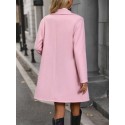 Women's Notched Lapel Double Breasted Woolen Coat