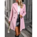 Women's Notched Lapel Double Breasted Woolen Coat