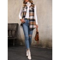 Plaid Print Flap Detail Sleeveless Coat