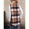 Plaid Print Flap Detail Sleeveless Coat