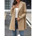 Solid Color Single-breasted Open Front Jacket