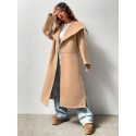 Waterfall Collar Open Front Overcoat