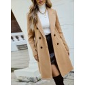 SHEIN Frenchy Double Breasted Lapel Collar Overcoat