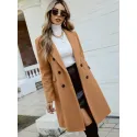 SHEIN Frenchy Double Breasted Lapel Collar Overcoat