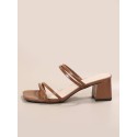 Women's Fairy Style Summer Sandals, Versatile Chunky Heeled Brown High Heels, Strap Open Toe Roman Shoes