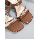 Women's Fairy Style Summer Sandals, Versatile Chunky Heeled Brown High Heels, Strap Open Toe Roman Shoes