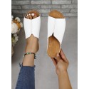 Summer Ladies' Casual Platform Wedge Sandals, Vamp Increasing Height Slipper, Solid Color Fashionable Sandals, Black/White